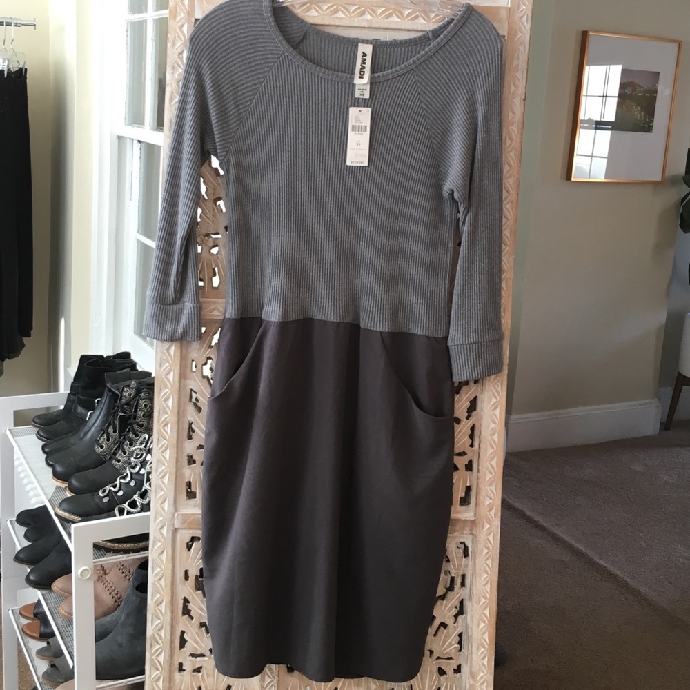 NWT Anthropologie 2 tone gray dress